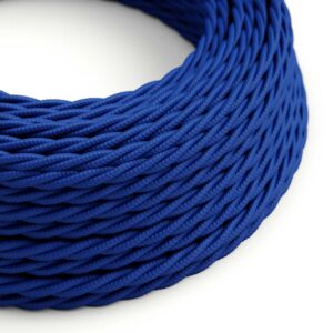 Câble électrique Torsadé Gaine De Tissu De Couleur Effet Soie Tissu Uni Bleu TM12