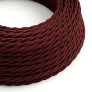 Câble électrique Torsadé Gaine De Tissu De Couleur Effet Soie Tissu Uni Bordeaux TM19
