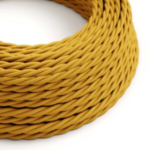 Câble électrique Torsadé Gaine De Tissu De Couleur Effet Soie Tissu Uni Moutarde TM25