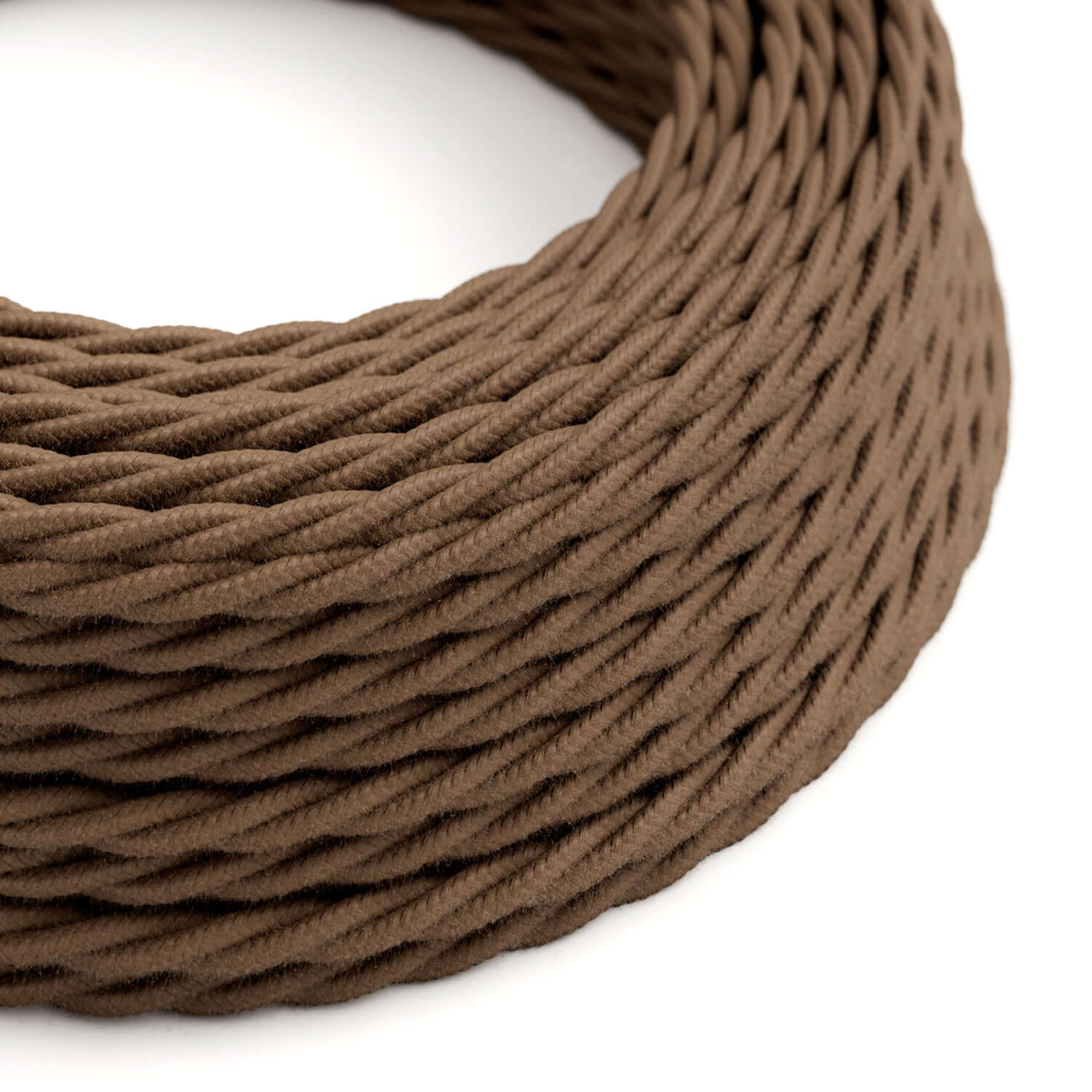 Câble électrique Torsadé Gaine De Coton De Couleur Tissu Uni Marron TC13