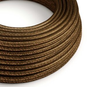 Câble électrique Rond Gaine De Tissu De Couleur Effet Soie Tissu Uni Paillettes Marron RL13