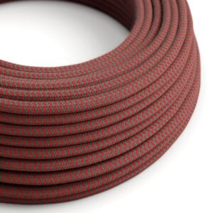 Câble électrique Rond Gaine De Tissu De Couleur - ZigZag Rouge Feu et Gris RZ28