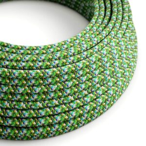 Câble électrique Rond Gaine De Tissu De Couleur Effet Soie RX05 Pixel Vert
