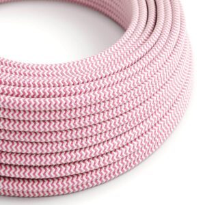 Câble électrique Rond Gaine De Tissu De Couleur Effet Soie ZigZag Fuchsia RZ08