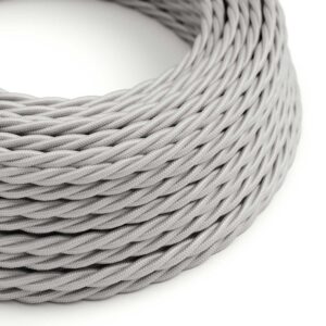 Câble électrique Torsadé Gaine De Tissu De Couleur Effet Soie Tissu Uni Argent TM02