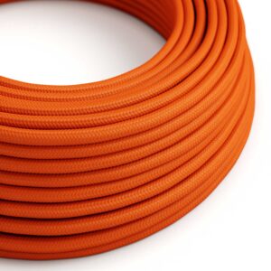 Câble électrique Rond Gaine De Tissu De Couleur Effet Soie Tissu Uni Orange RM15