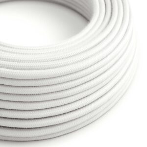 Câble électrique Rond Gaine De Tissu De Couleur Coton Tissu Uni Blanc RC01