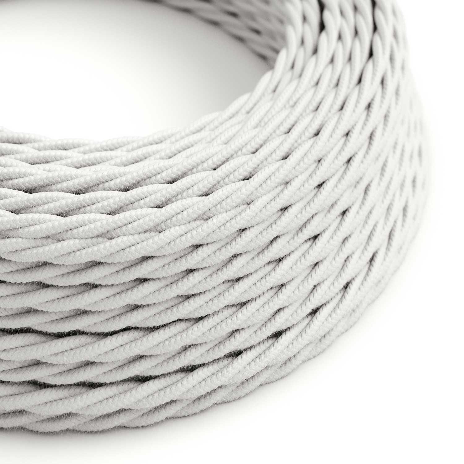 Câble électrique Torsadé Gaine De Coton De Couleur Tissu Uni Blanc TC01