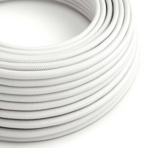 Câble électrique Rond Gaine De Tissu De Couleur Effet Soie Tissu Uni Blanc RM01