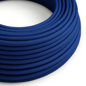 Câble électrique Rond Gaine De Tissu De Couleur Effet Soie Tissu Uni Bleu RM12