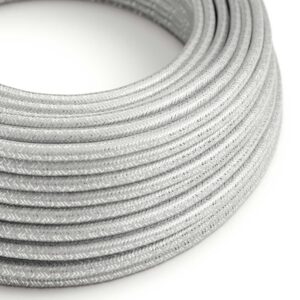 Câble électrique Rond Gaine De Tissu De Couleur Effet Soie Tissu Uni Paillettes Argent RL02
