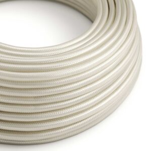 Câble électrique Rond Gaine De Tissu De Couleur Effet Soie Tissu Uni Ivoire RM00