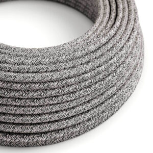 Câble électrique Rond Gaine De Coton De Couleur Onyx Tweed, Noir, Lin Naturel Et Finition Paillettes RS81