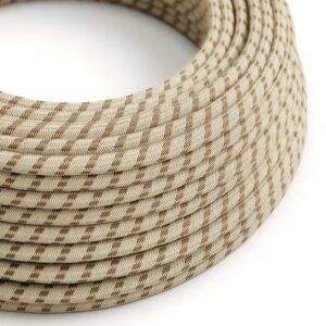Câble électrique Rond Gaine De Coton De Couleur Stripes Marron Écorce Et Lin Naturel RD53
