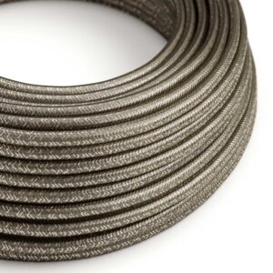 Câble électrique Rond Gaine De Tissu De Couleur Effet Soie Tissu Uni Paillettes Gris RL03