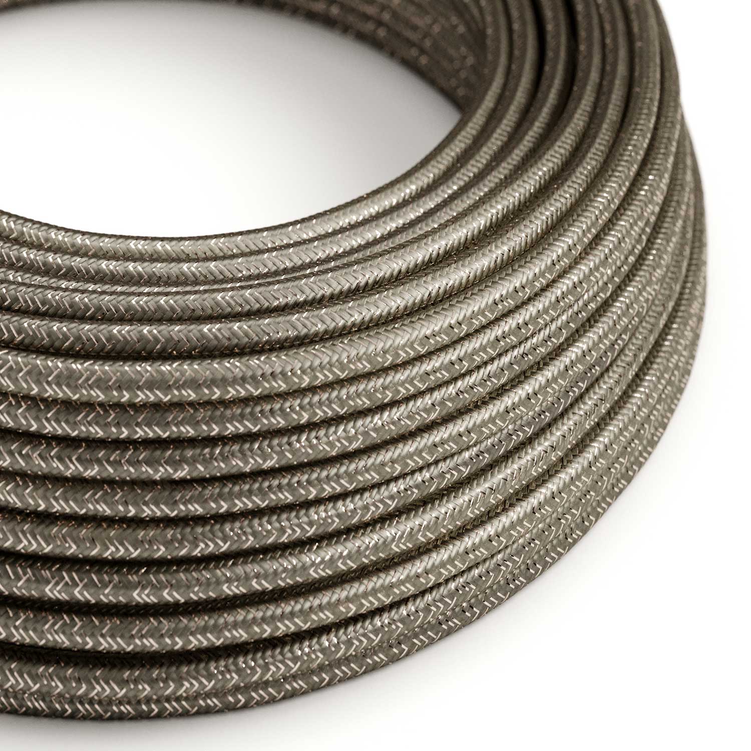 Câble électrique Rond Gaine De Tissu De Couleur Effet Soie Tissu Uni Paillettes Gris RL03