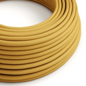 Câble électrique Rond Gaine De Tissu De Couleur Effet Soie Tissu Uni Moutarde RM25