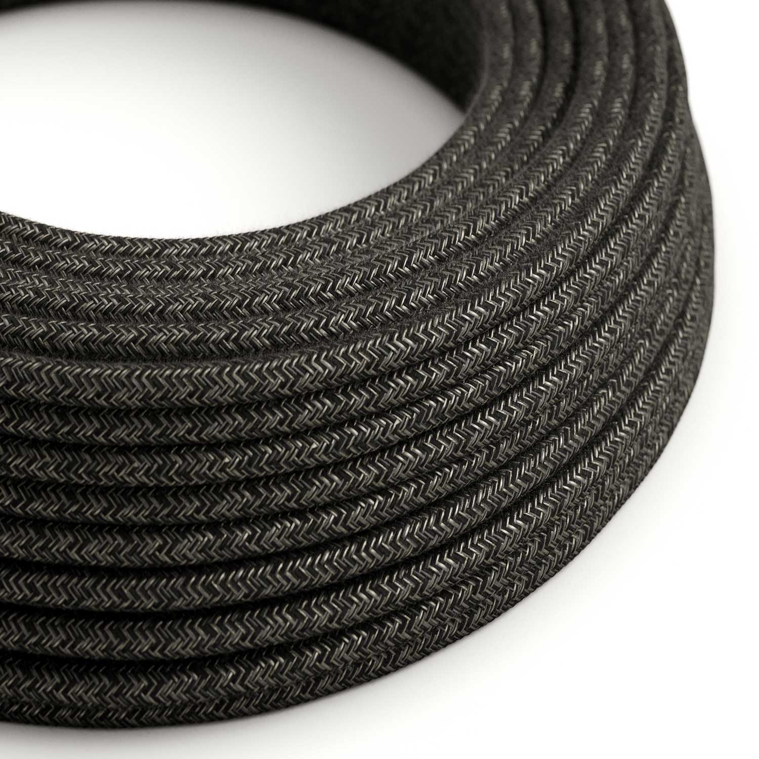 Câble électrique Rond Gaine De Lin De Couleur Naturel Anthracite RN03
