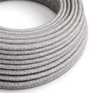 Câble électrique Rond Gaine De Lin De Couleur Naturel Gris RN02