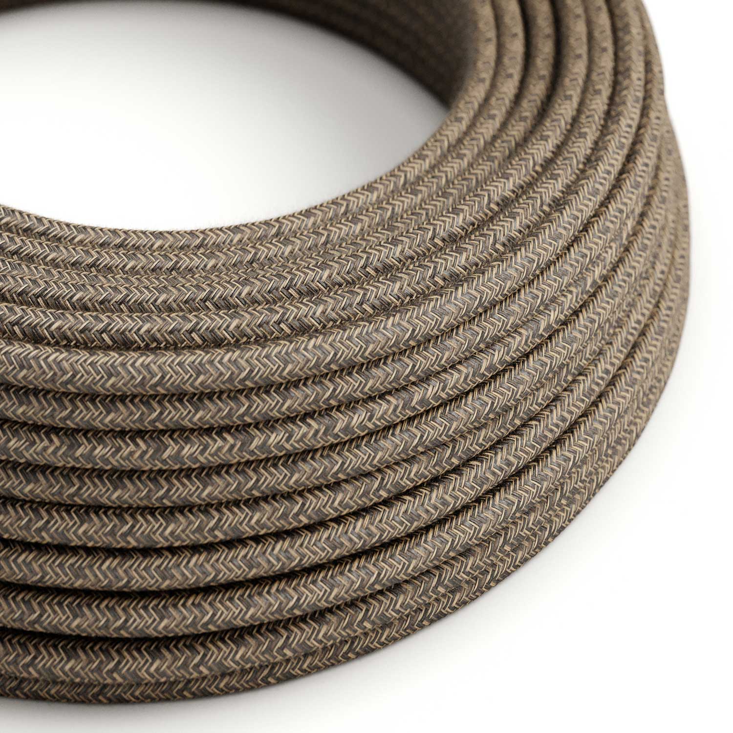 Câble électrique Rond Gaine De Lin De Couleur Naturel Marron RN04