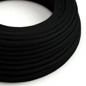 Câble électrique Rond Gaine De Tissu De Couleur Coton Tissu Uni Noir RC04
