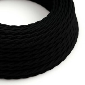 Câble électrique Torsadé Gaine De Coton De Couleur Tissu Uni Noir TC04