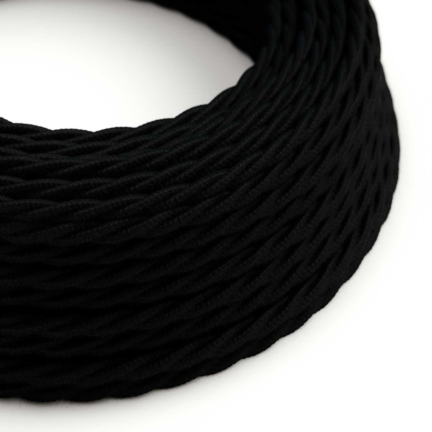 Câble électrique Torsadé Gaine De Coton De Couleur Tissu Uni Noir TC04
