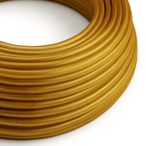 Câble électrique Rond Gaine De Tissu De Couleur Effet Soie Tissu Uni Or RM05