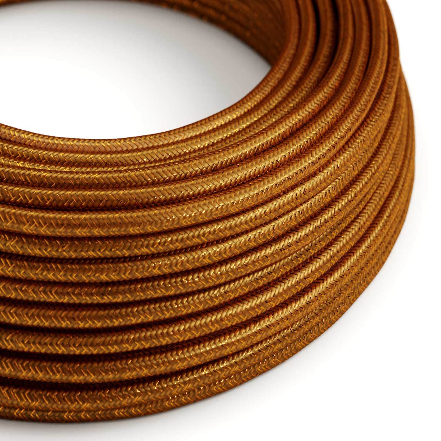 Câble électrique Rond Gaine De Tissu De Couleur Effet Soie Tissu Uni Paillettes Cuivre RL22