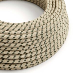 Câble électrique Rond Gaine De Coton De Couleur Stripes Anthracite Et Lin Naturel RD54