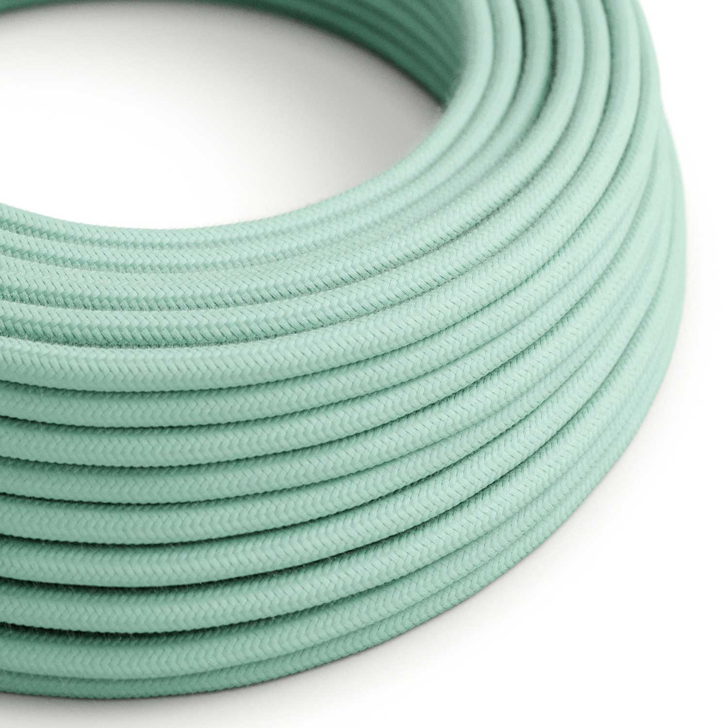 Câble électrique Rond Gaine De Tissu De Couleur Coton Tissu Uni Lait Menthe RC34