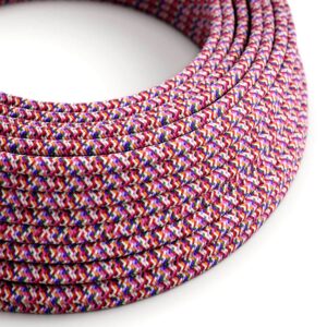 Câble électrique Rond Gaine De Tissu De Couleur Effet Soie RX00 Pixel Fuchsia