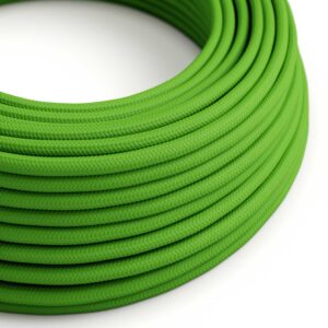 Câble électrique Rond Gaine De Tissu De Couleur Effet Soie Tissu Uni Vert Lime RM18