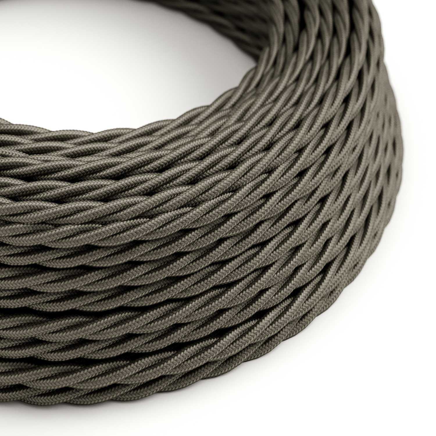Câble électrique Torsadé Gaine De Tissu De Couleur Effet Soie Tissu Uni Gris Foncé TM26