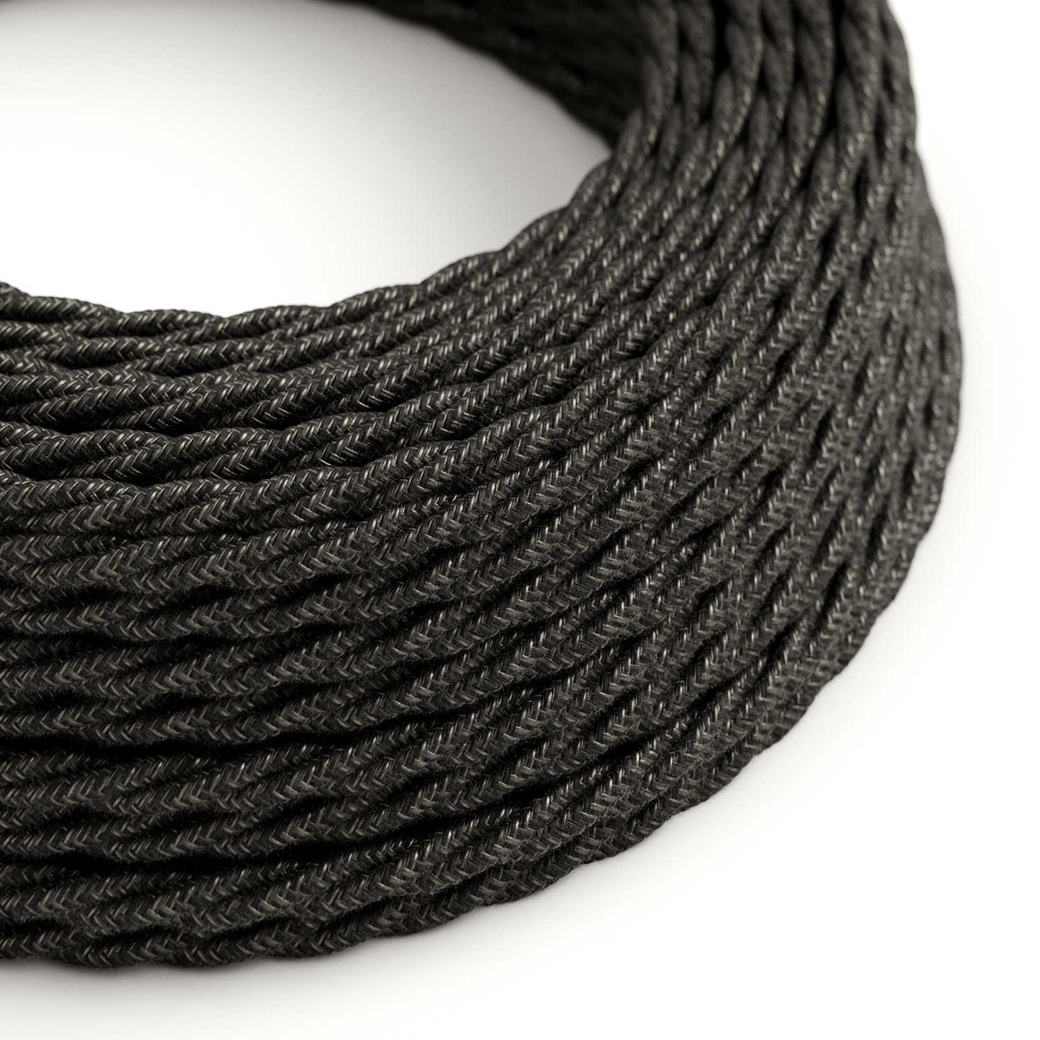 Câble électrique Torsadé Gaine De Lin De Couleur Naturel Anthracite TN03