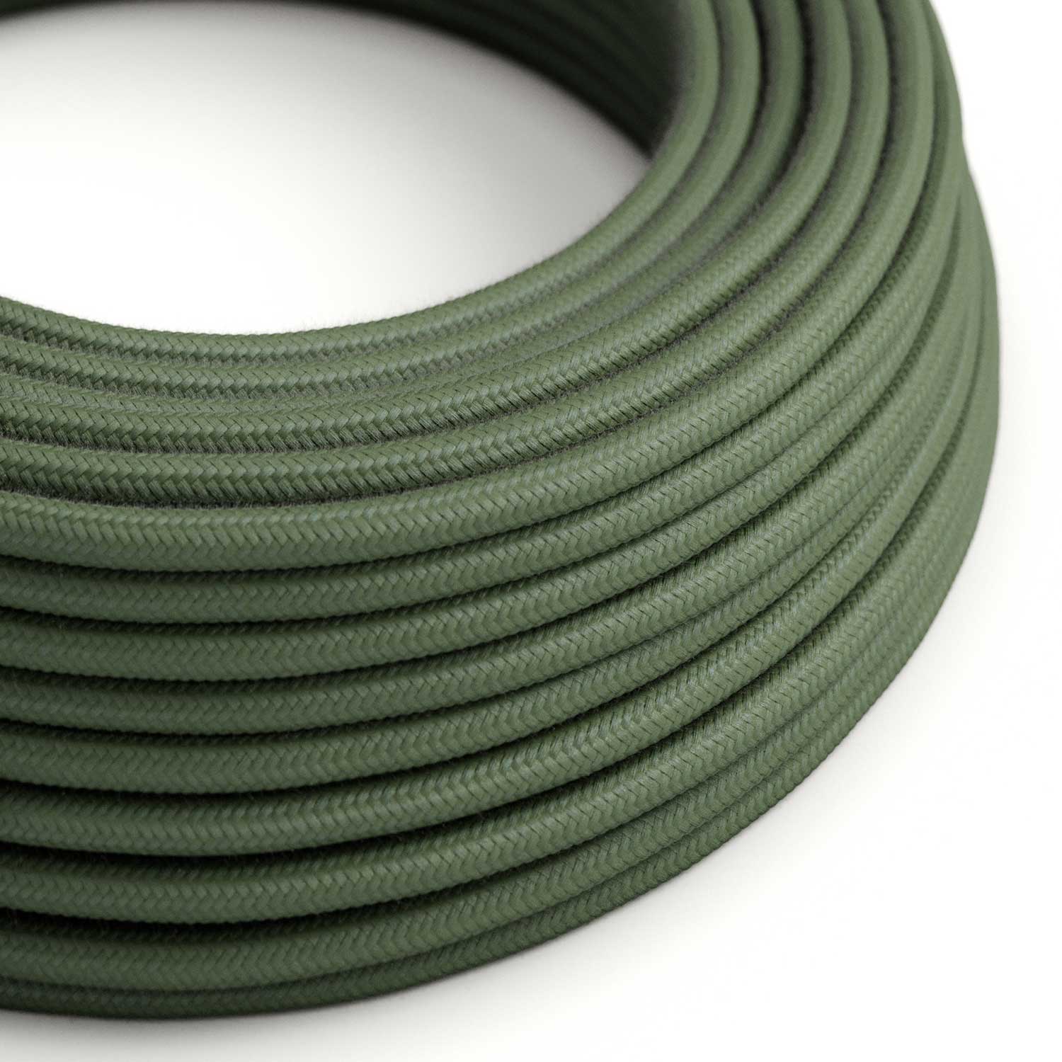 Câble électrique Rond Gaine De Tissu De Couleur Coton Tissu Uni Vert Gris RC63