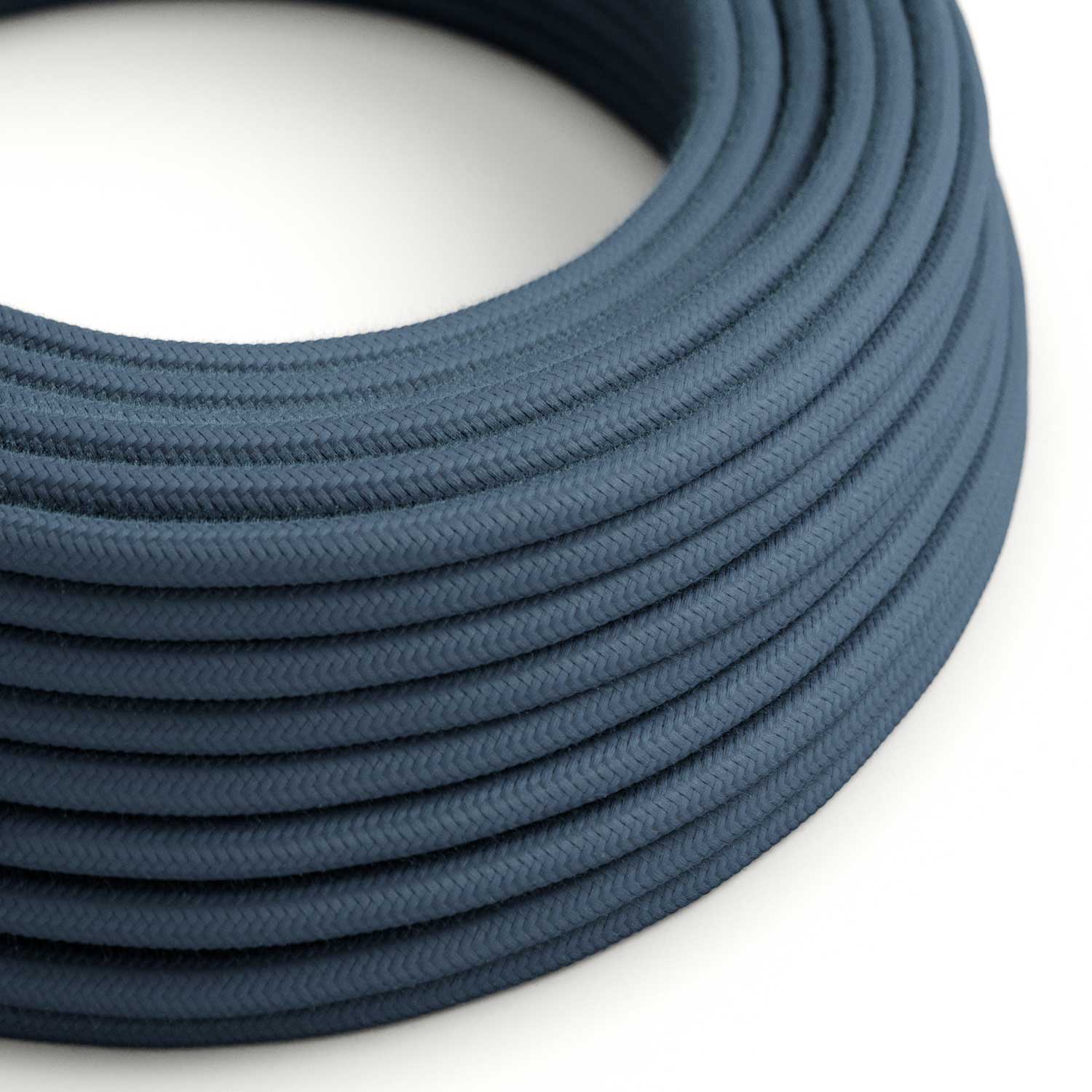 Câble électrique Rond Gaine De Tissu De Couleur Coton Tissu Uni Gris Pierre RC30