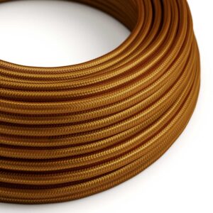 Câble électrique Rond Gaine De Tissu De Couleur Effet Soie Tissu Uni Whiskey RM22