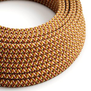 Câble électrique Rond Gaine De Tissu De Couleur Effet Soie RX01 Pixel Orange