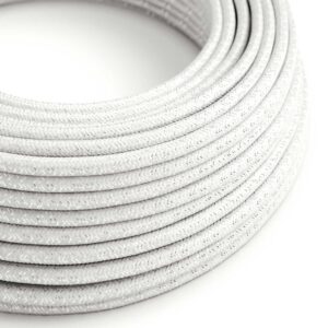 Câble électrique Rond Gaine De Tissu De Couleur Effet Soie Tissu Uni Paillettes Blanc RL01