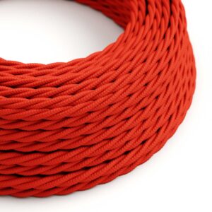 Câble électrique Torsadé Gaine De Tissu De Couleur Effet Soie Tissu Uni Rouge TM09